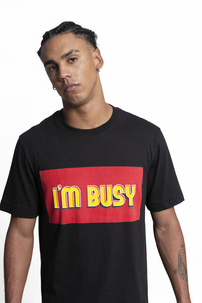 Stay on-the-go in style with the Busy 'I'm Busy' Logo Tee. Soft Pima cotton ensures a perfect blend of style and comfort, making it an ideal addition to your versatile wardrobe.