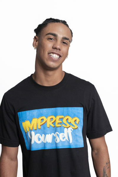 Impress yourself with the Impressive 'Impress Yourself' Tee. Crafted from soft Pima cotton, it guarantees a perfect fusion of style and comfort—an essential addition to your versatile wardrobe.