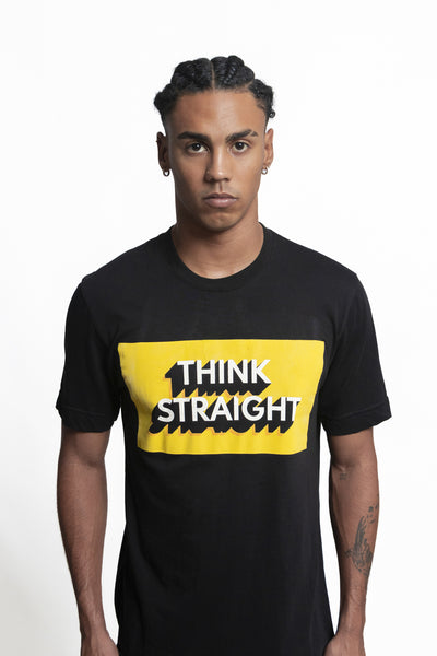 Showcase your style with a T-shirt featuring soft Pima cotton fabric and a "Think Straight" logo for a confident and trendy look.