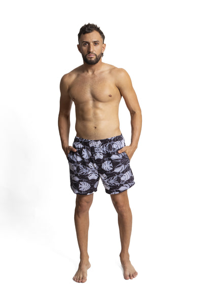 Elevate warm days with water-resistant seersucker shorts featuring "Black Leaves" design. Lightweight fabric ensures comfort, making it a stylish choice for any occasion.